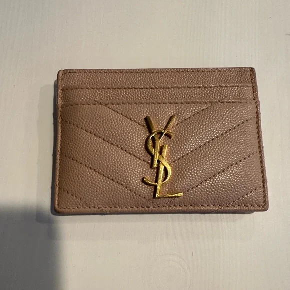 Auth YSL Cassandre Matelasse Card Case Grain De Poudre Embossed Leather in box - Picture 3 of 13
